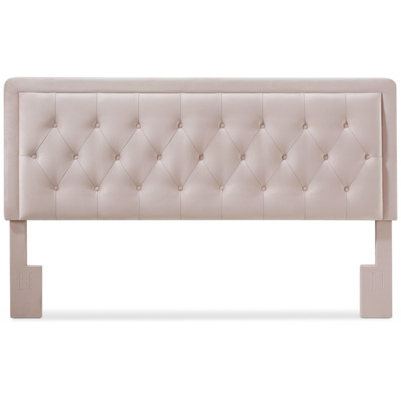 Elegant French Mauve King Upholstered Tufted Headboard