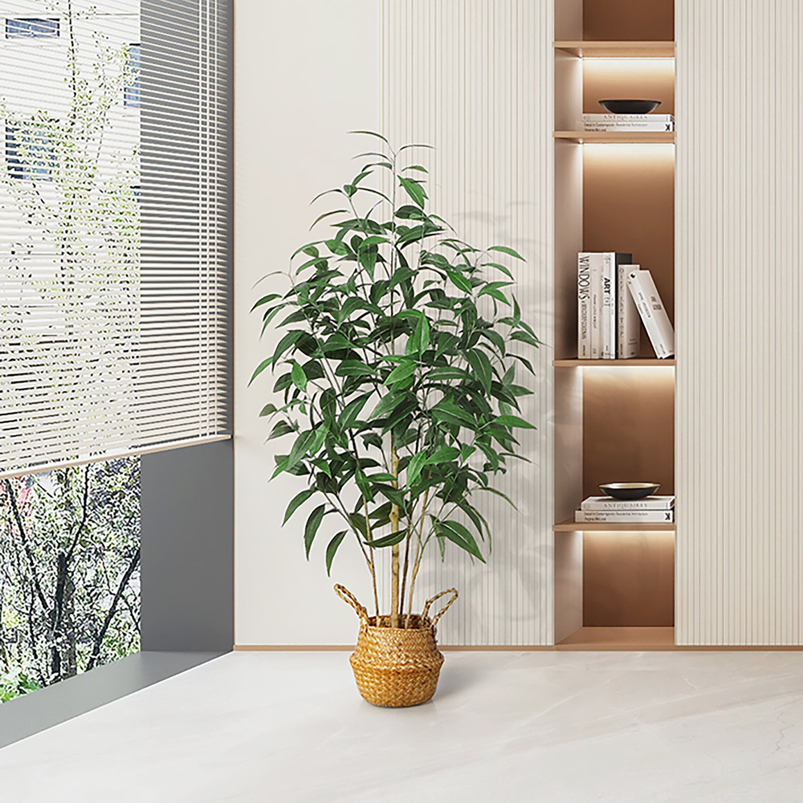 Adcock Eucalyptus Tree in Basket, 47" H x 16" W x 16" D, 1