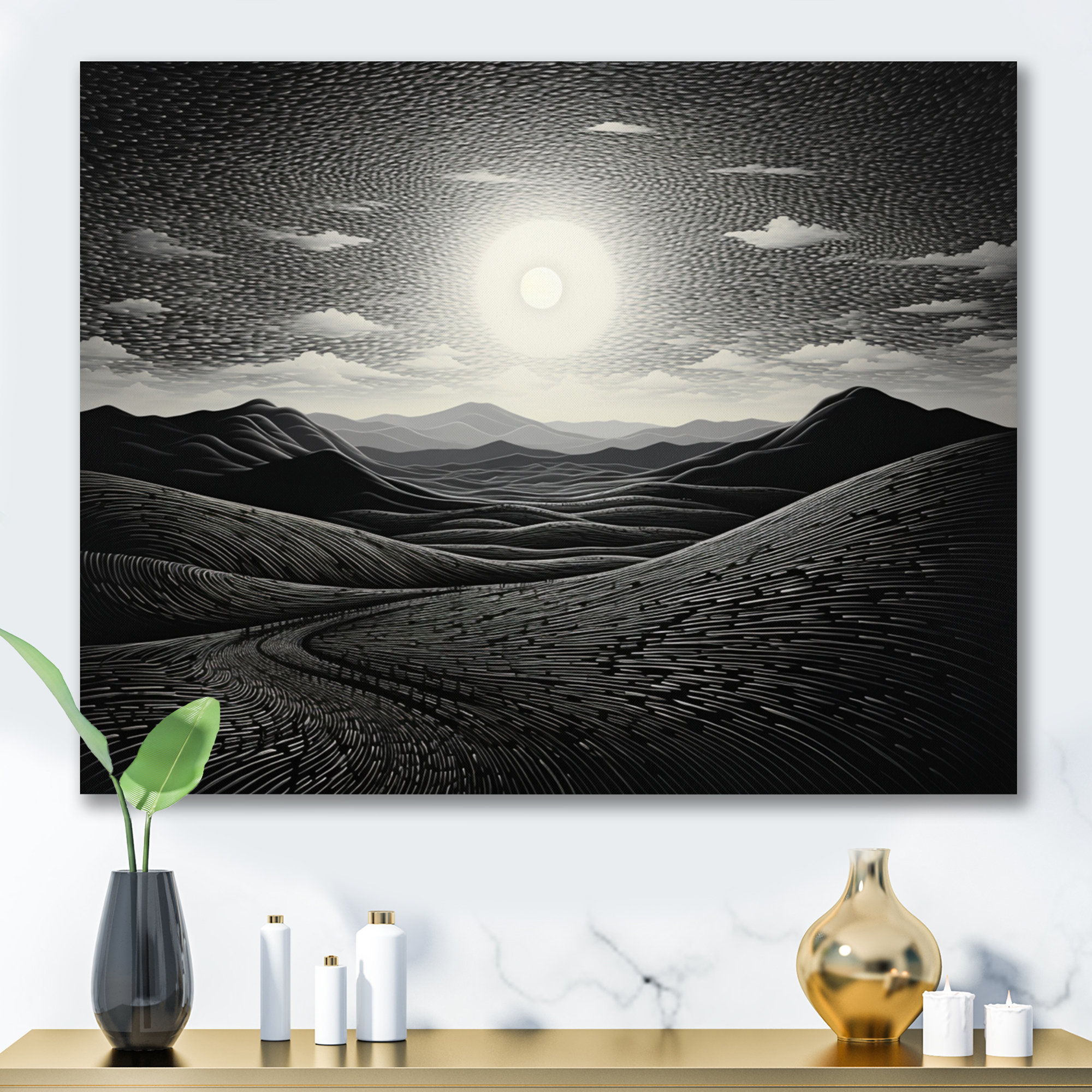Millwood Pines Desert Majestic Monochrome Pointillism On Canvas Print ...