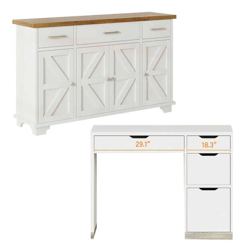 Ensemble de bureau 2 pièces avec bureau d'ordinateur et armoire 55 po