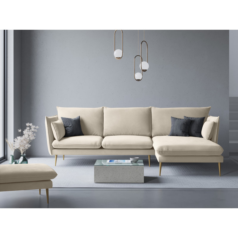Adoraim 4 Seater Corner Sofa , Beige, Gold, Right Hand Facing