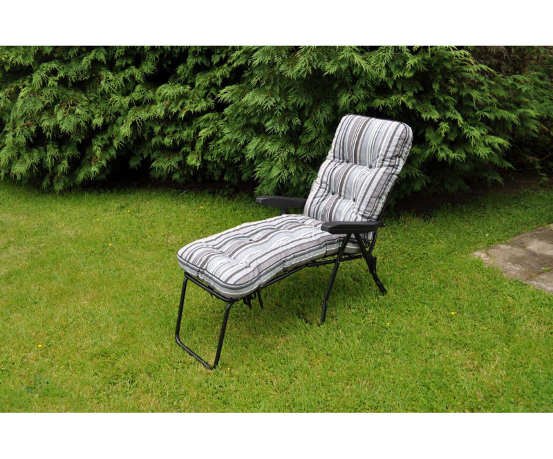 Celinez Steel Outdoor Lounge Chair, Grey , Black