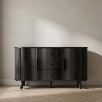 Sideboard Buffet Cabinet with 2 Sliding Tambour Doors and 3 Drawers
