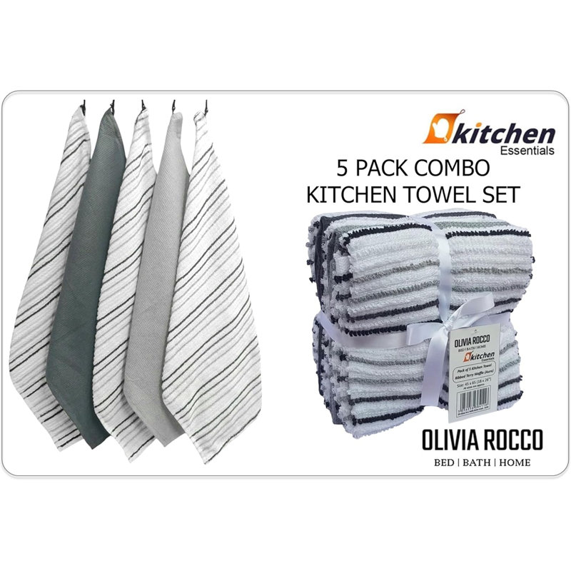 Stripe Kitchen Towel, Silver