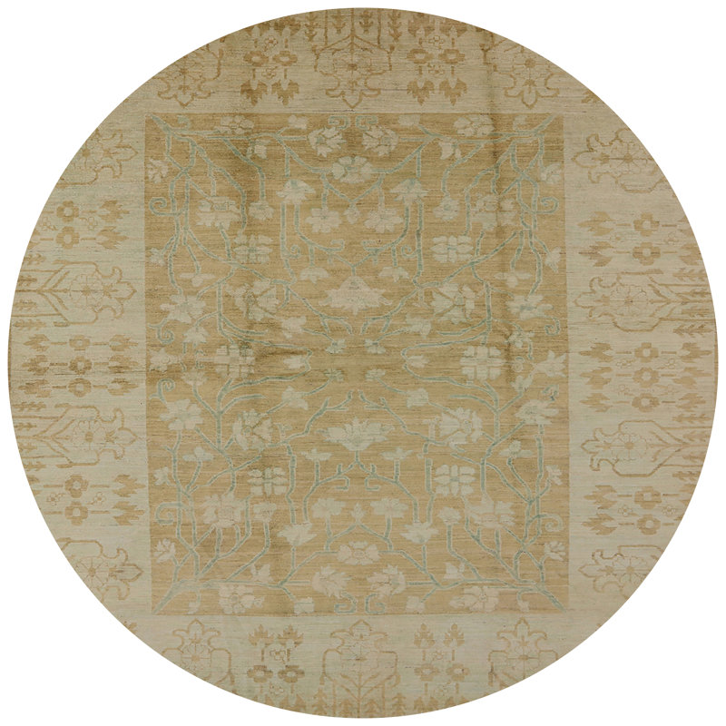 Tapis floral beige, Rond 8 pi