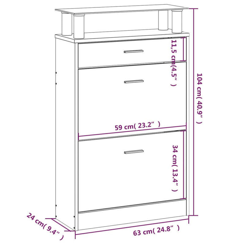 6 Pair Shoe Storage Cabinet, Brown