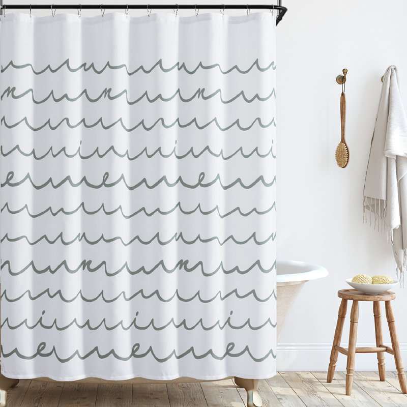 Rideau de douche imperméable à rayures simples, Grey