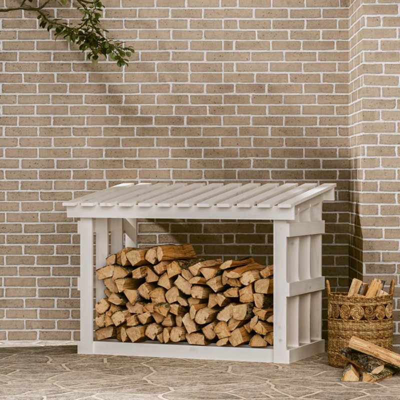 108cm W Solid Wood Log Rack, White