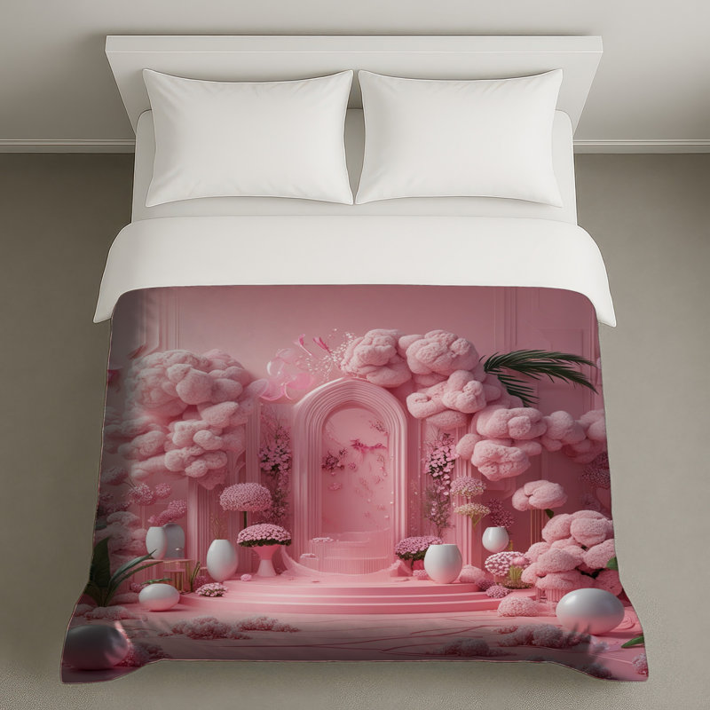 Housses de couette arches florales roses, Lit simple