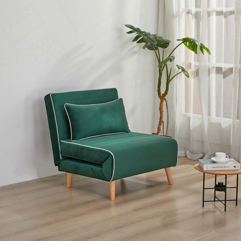 Chaise convertible en velours pliable, Vert