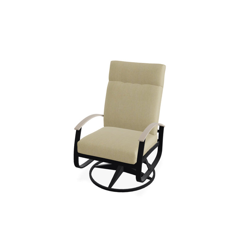 Chaise de patio pivotante avec coussins Askar, Noir texturé, Sahara, Désert P60