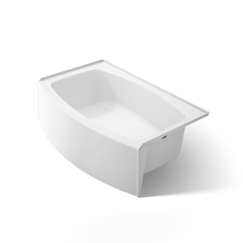 Expanse 60" x 38" Curved Integral Apron Bathtub, White, Right-Hand Side
