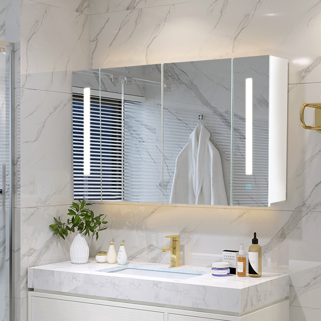 W 600mm H Surface Framed Medicine Cabinet Mirror Adjustable