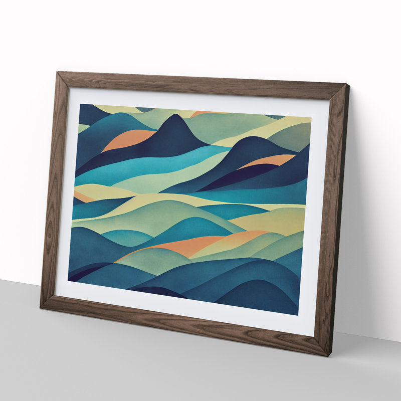 Showstopping Abstract Mountains - Framed Print, 46cm H x 64cm W x 2cm D, Walnut