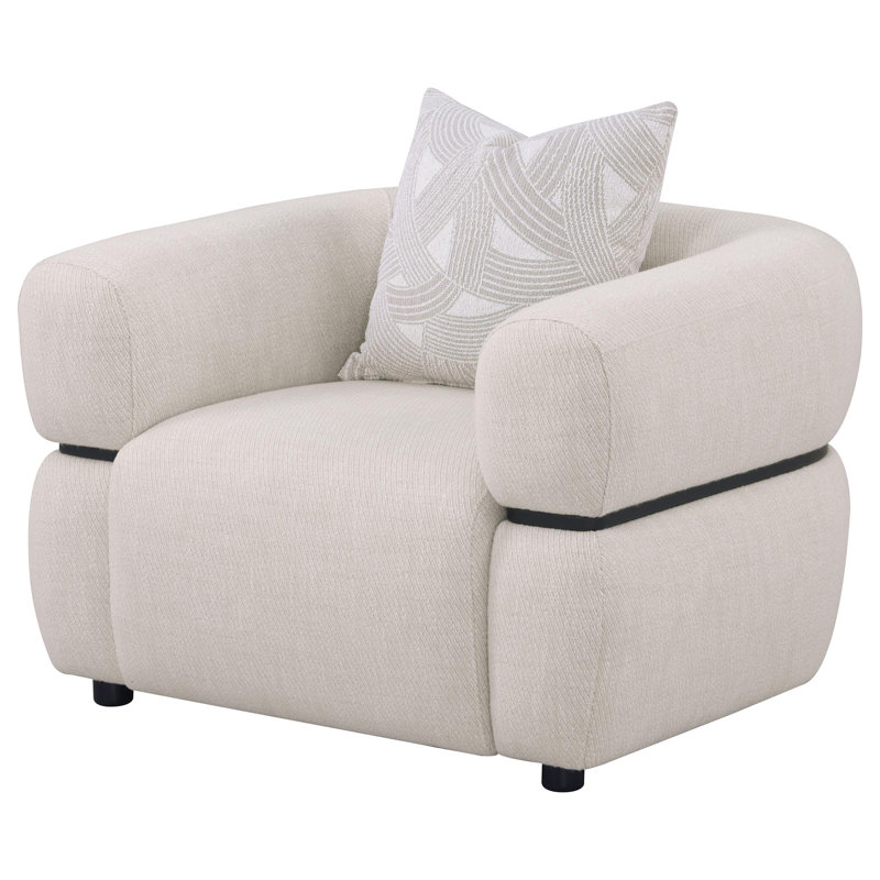 Fauteuil d'appoint rembourré en tissu Hlair beige