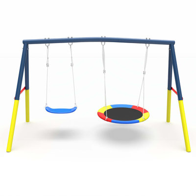 Outdoor Heavy-Duty Swing Set for Kids' Fun and Development