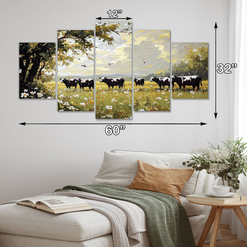 «Green and Brown Cow», ensemble d'art sur toile