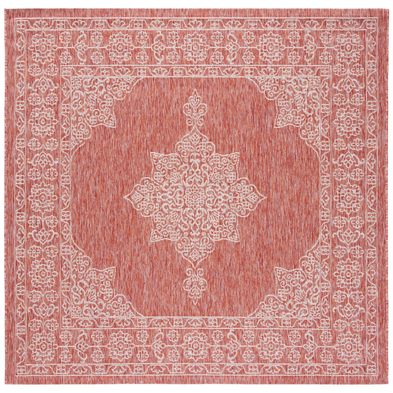 Arneshia Oriental Rust Indoor/Outdoor Area Rug, Square 6'7"