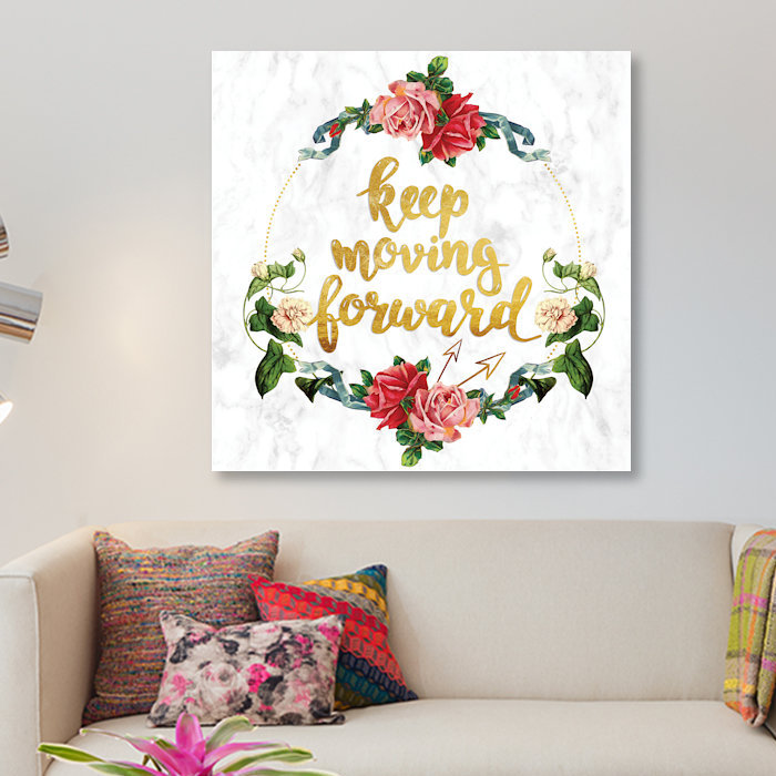 « keep movinging forward », impression sur toile, H 48 po x l 48 po x P 1,5 po, Toile tendue