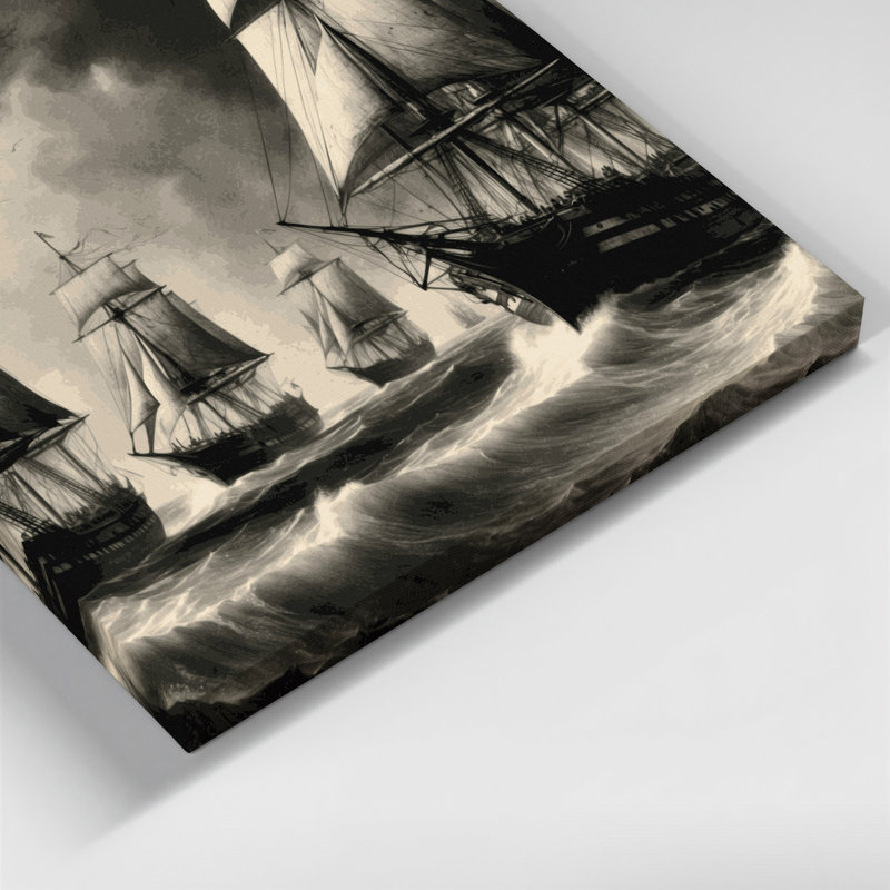 Art nautique sur toile brun gris nautique, H 11 po x l 14 po