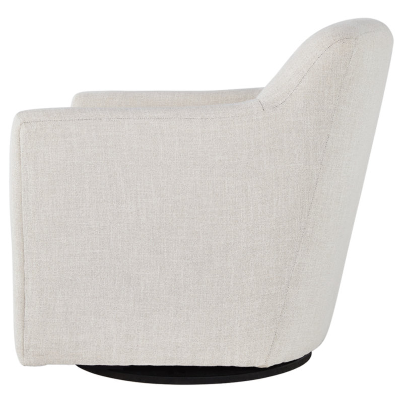 Bradney Upholstered Swivel Armchair, White Linen