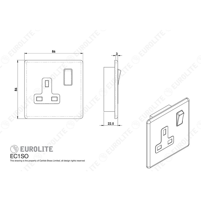 Wall Mounted Socket, Matt White