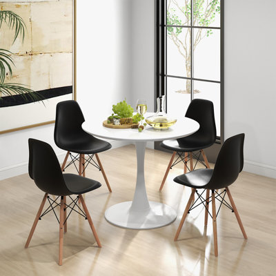 George Oliver 5 Pcs Dining Set Modern Round Dining Table 4 Chairs For Small Space Kitchen by George Oliver