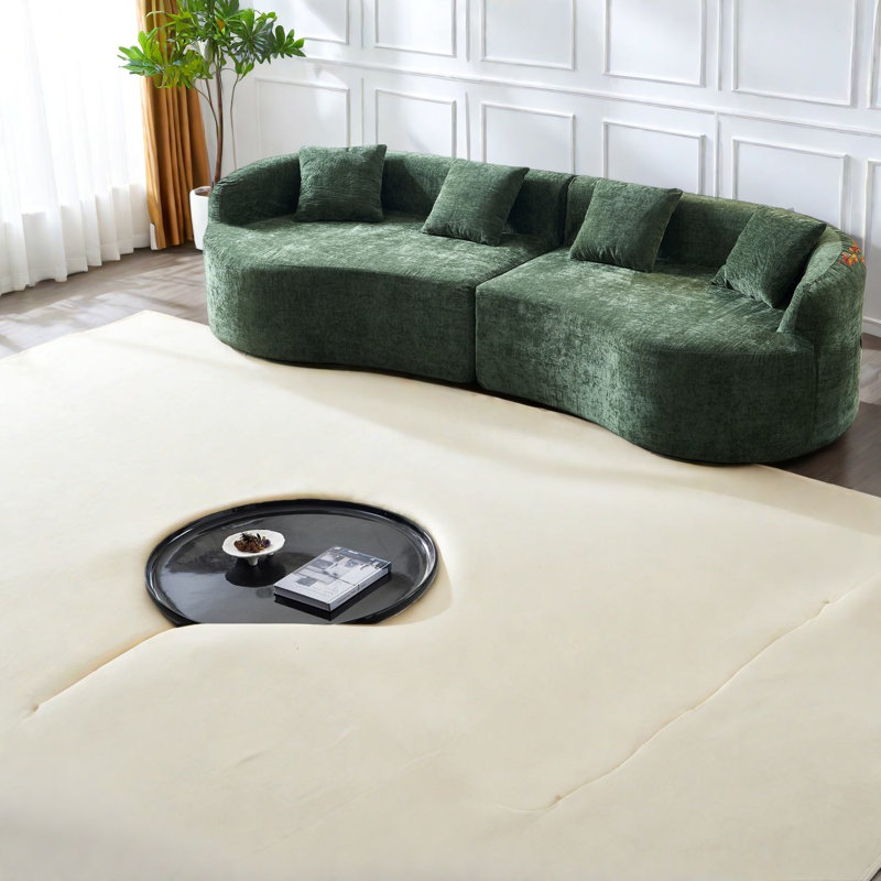 Canapés modernes incurvés Cloud, assise profonde modulaire en chenille verte pour la maison