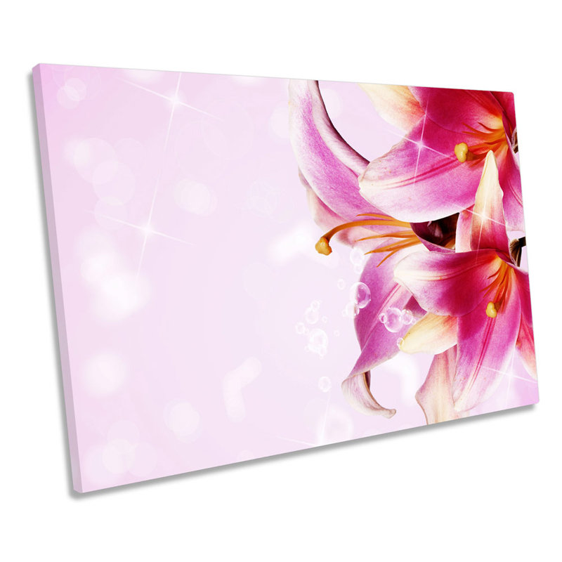 Floral Flower Pink Petals - Wrapped Canvas Print, 30.5cm H x 45.7cm W x 2cm D