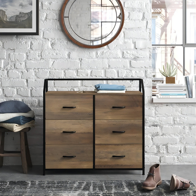 83.2cm W 6 - Drawer Chest of Drawers, Brown/Black