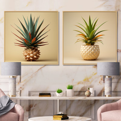 «Bauhaus Minimalisme Pineapples I», ensemble de 2 reproductions d'art sur toile