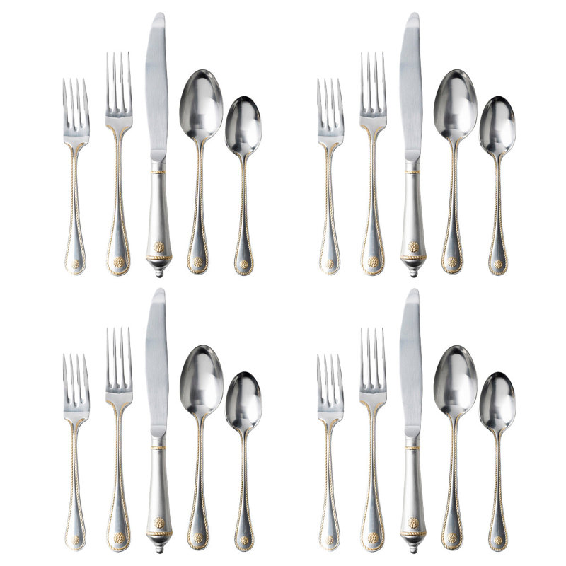 Berry & Thread Flatware Place Setting, Bright Satin/Gold