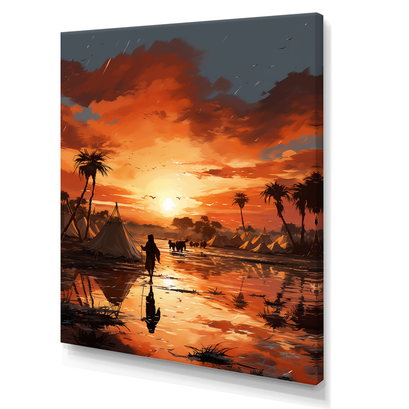 Art contemporain, paysage africain, Toile tendue, H 40 po x l 30 po x P 1,5 po