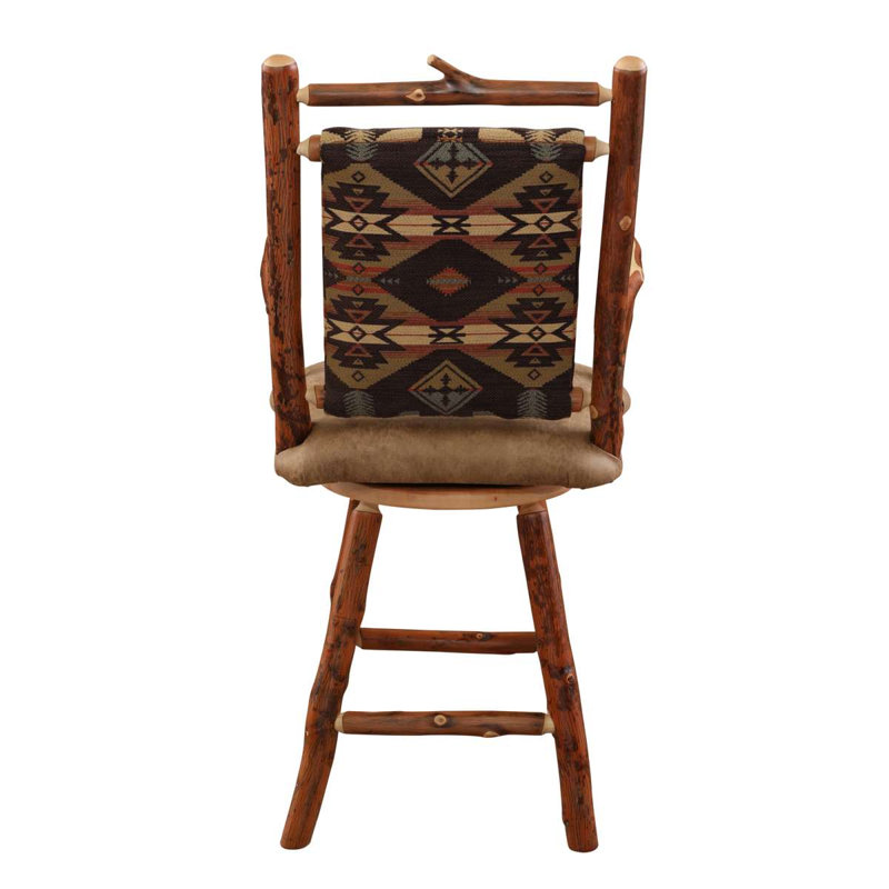 Fireside Lodge Hickory Log South Fork Swivel Counter Stool with Arms - Customer Material
