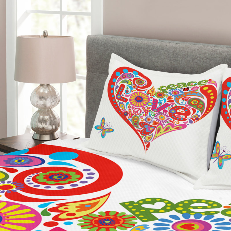 Multicolour Microfibre Bedspread Set, 220 x 264 cm
