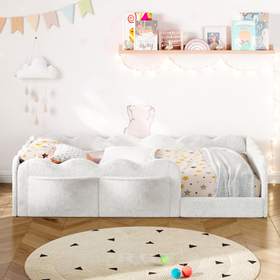 Twin Size Upholstered Floor Bed, White