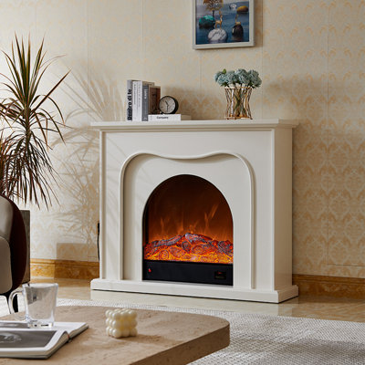 French retro-style simulated flame ambient light electric fireplace