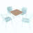 4Pcs Stackable PP Armchair For Indoor/Outdoor Use-Ergonomic Slatted Back With Modern Folding Indoor/Outdoor Multi-Functional Square Table- PP Tabletop With Metal Legs-558343513