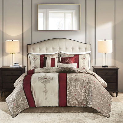 Édredon pour très grand lit - rouge, 7 pièces douillettes
