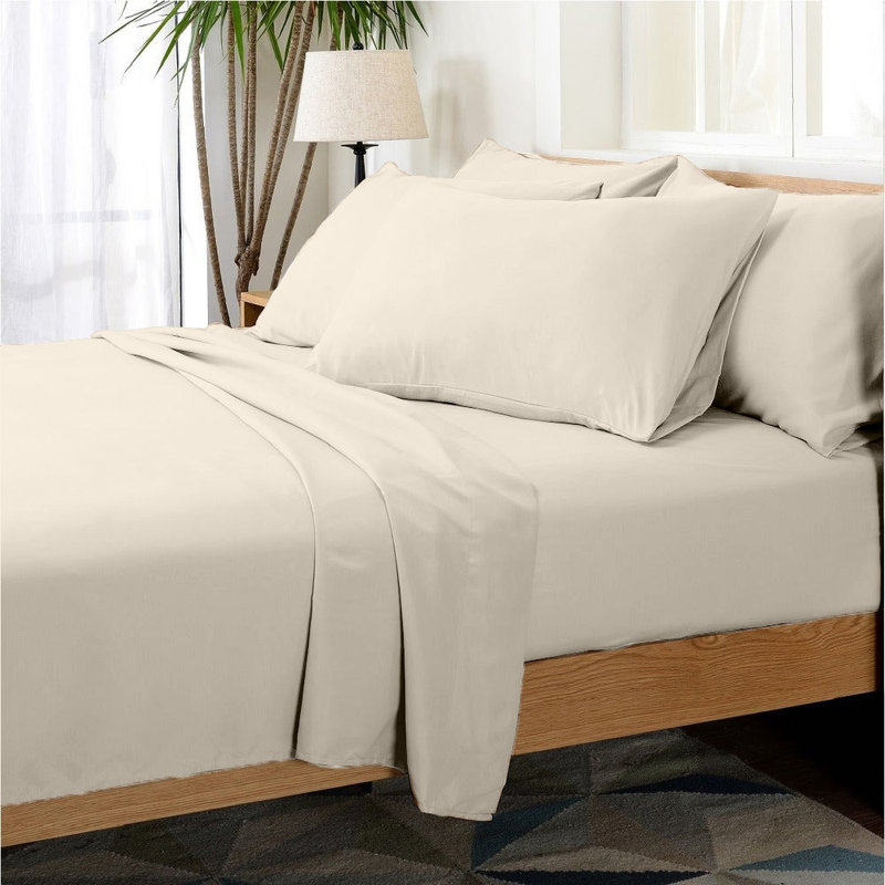 Microfiber Sheet Set, Full/Double Sheet Set+1 Fitted Sheet+4 Pillowcase, Cream