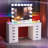 Makeup Vanity Set with hollywood Makeup Mirror HD Glass Top Built-in RGB Light Strips Large 13 Drawers