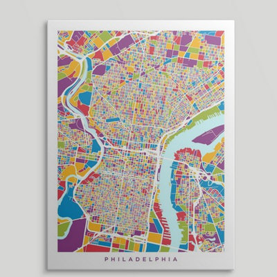 Francy «Philadelphia Pennsylvania Street Map» par Abarca, impression