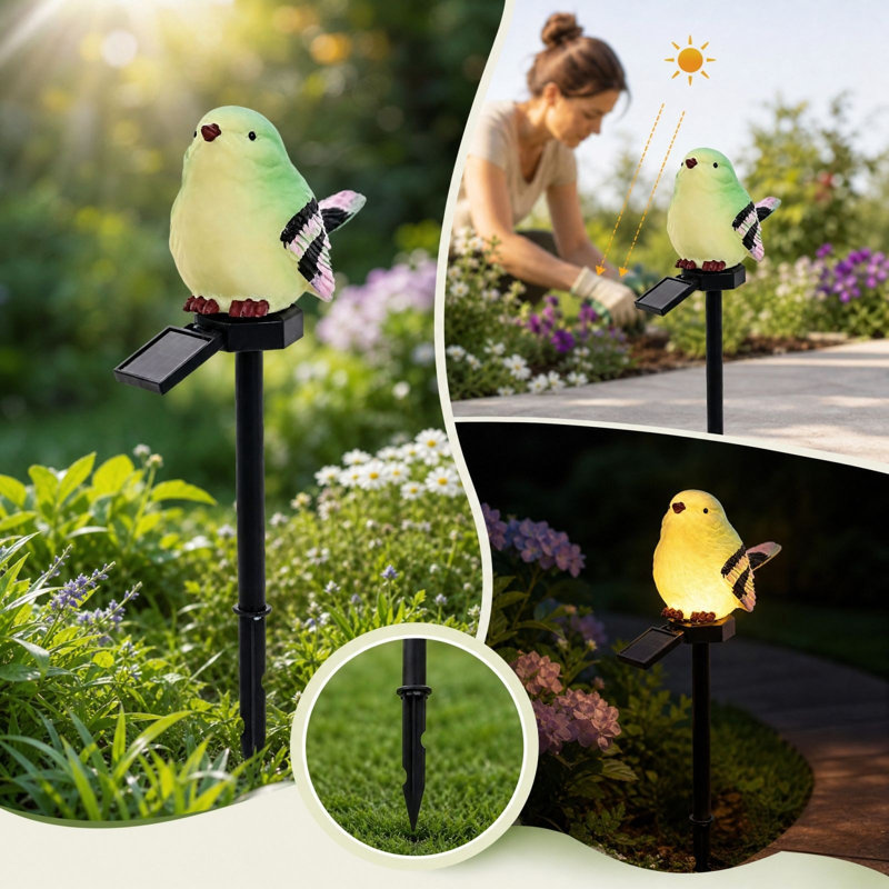 Bannière lampe solaire à piquet en forme d'oiseau, lampe DEL à insérer dans le sol pour décoration extérieure, quatre couleurs offertes