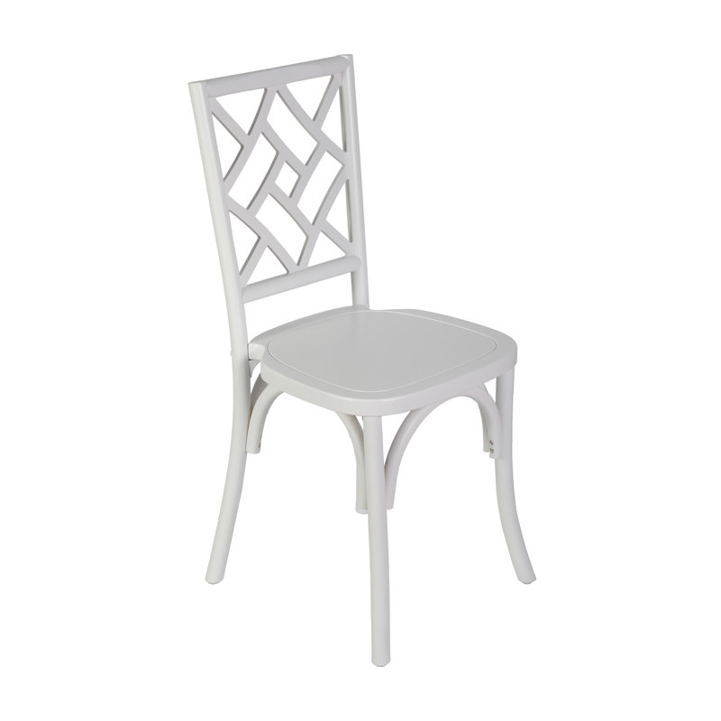 Chaise empilable commerciale en bois massif avec dossier complexe, 1, Blanc