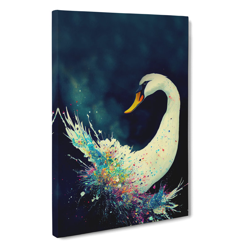 Splashed Swan - Wrapped Canvas, 76cm H x 50cm W x 3cm D