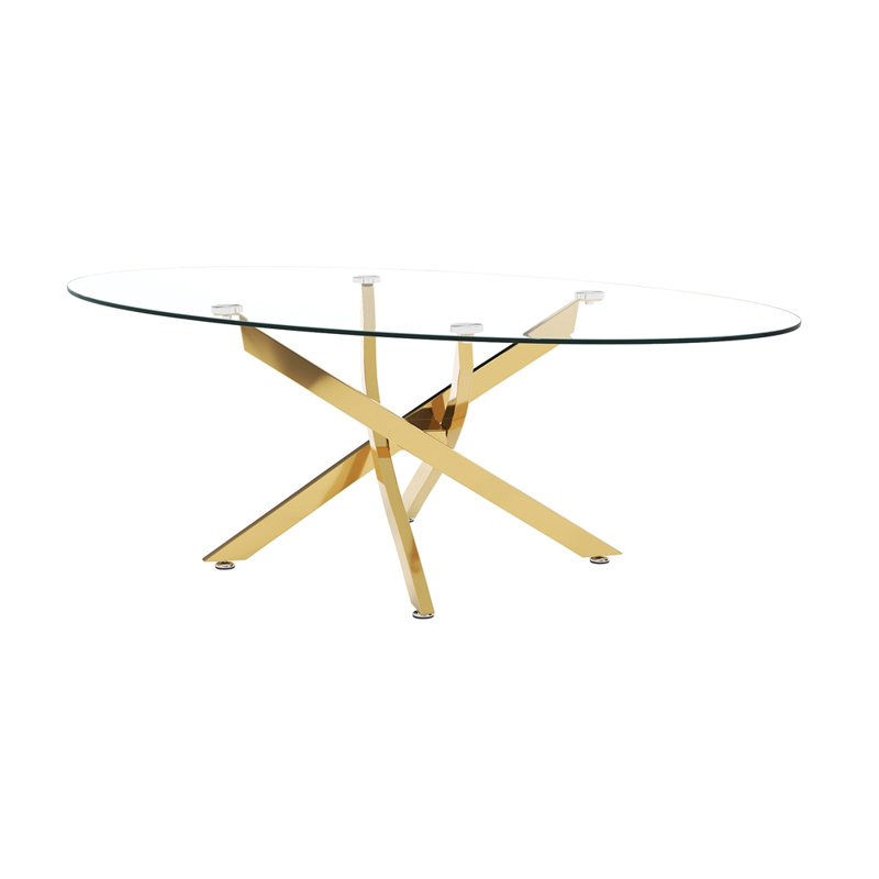 39.37" Glass Side Table with Gold Legs