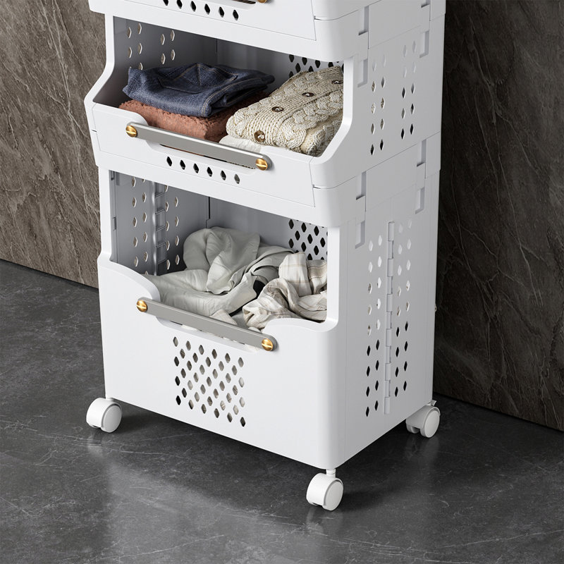 4-Tier Rolling Storage Cart with Wheels, Large Capacity Kitchen Cart
