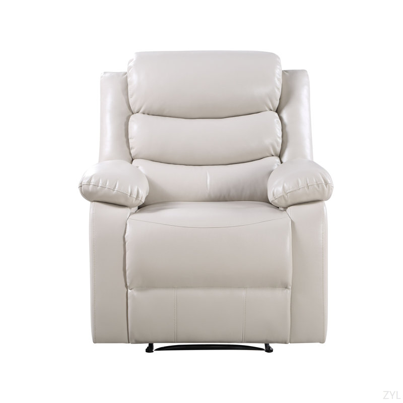 Fauteuil inclinable électrique en cuir synthétique, Manuel - levier / poignée, Beige