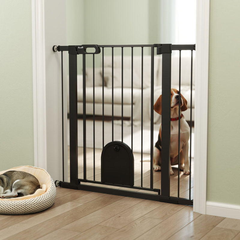 Barrière extra large pour animaux avec petite porte , H 35,4 po x l 40,6 po x P 0,8 po, Noir