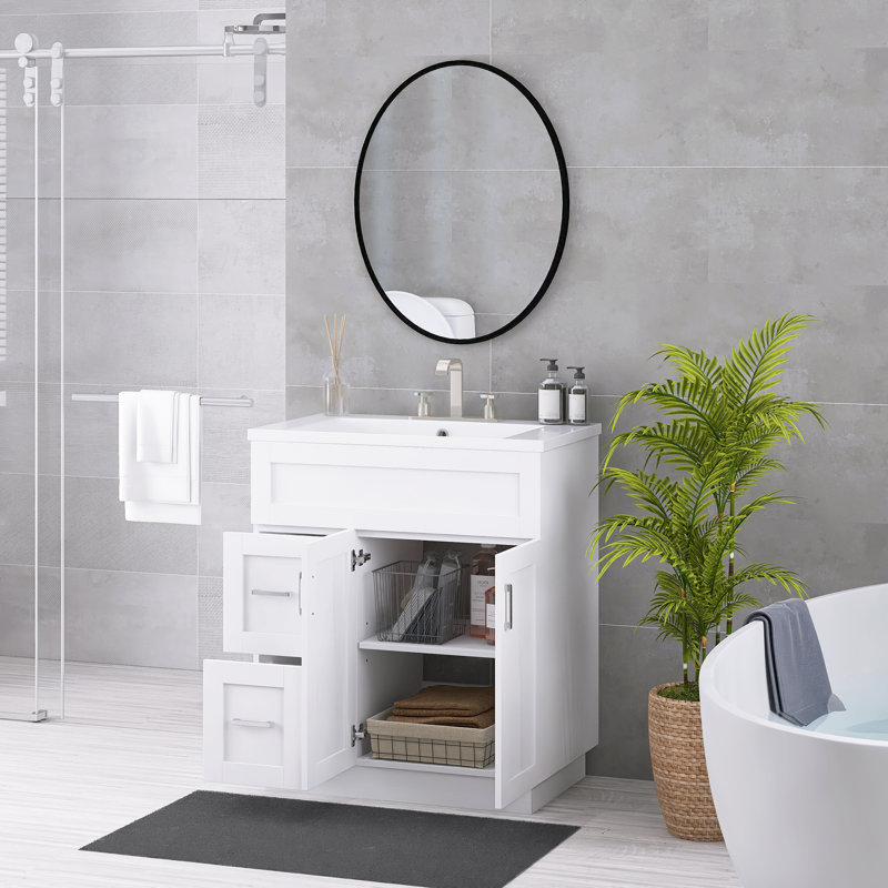 Morden 30 po Meuble-lavabo autoportant blanc avec lavabo en résine